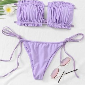 frill bandeau tie side bikini